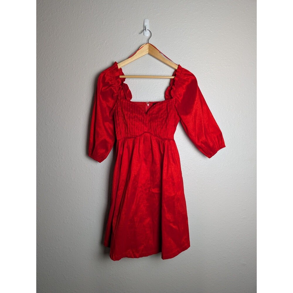 VICI Red Puff Sleeve Babydoll Dress‎ XS - Picture 2 of 7